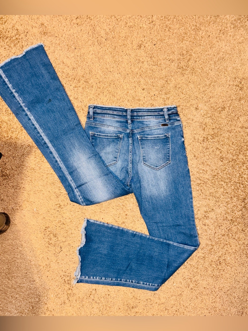 KanCan Medium Blue Frayed Hem Wide Leg Jeans